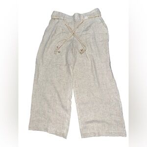 Haven & Blair Beige Linen Wide-Leg crop large